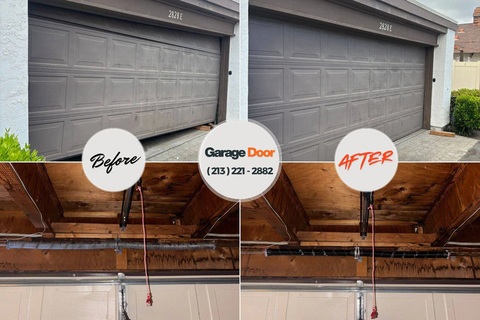 Before and after: garage door repair Flower Mound, TX